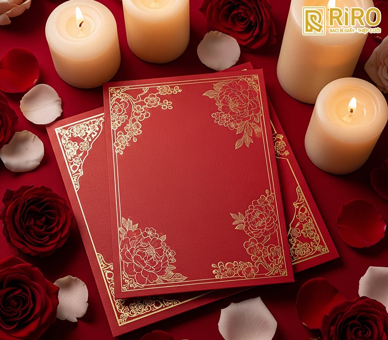 Thiệp cưới màu đỏ truyền thống