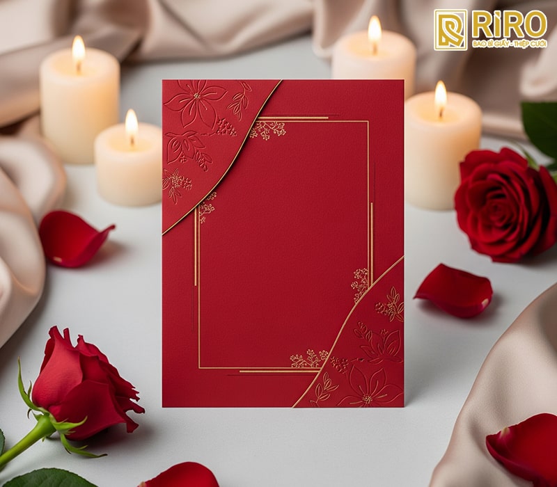 Thiệp cưới màu đỏ hiện đại