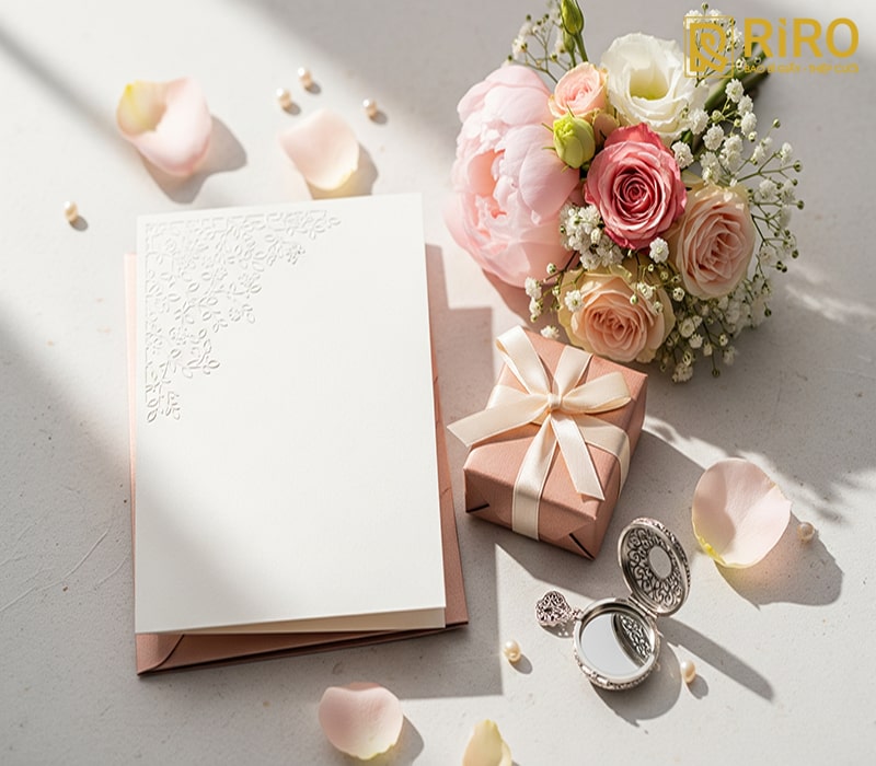 Thiệp báo hỷ kết hợp quà / lễ vật nhỏ