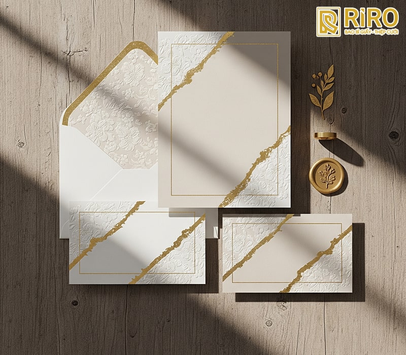 Thiệp cưới minimalist kết hợp vintage