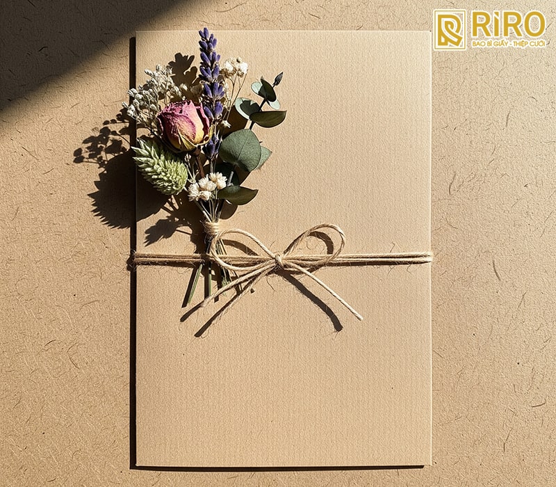 Thiệp cưới tối giản theo phong cách Rustic