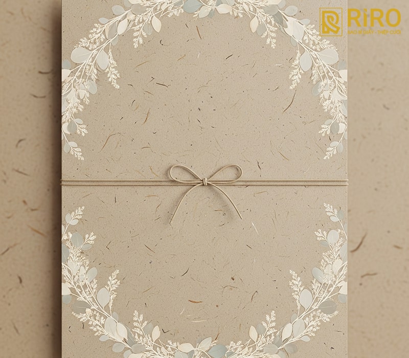 Thiệp rustic với ren và dây thừng