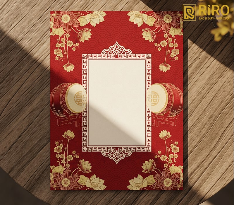 Mẫu thiệp mời báo hỷ phong cách truyền thống