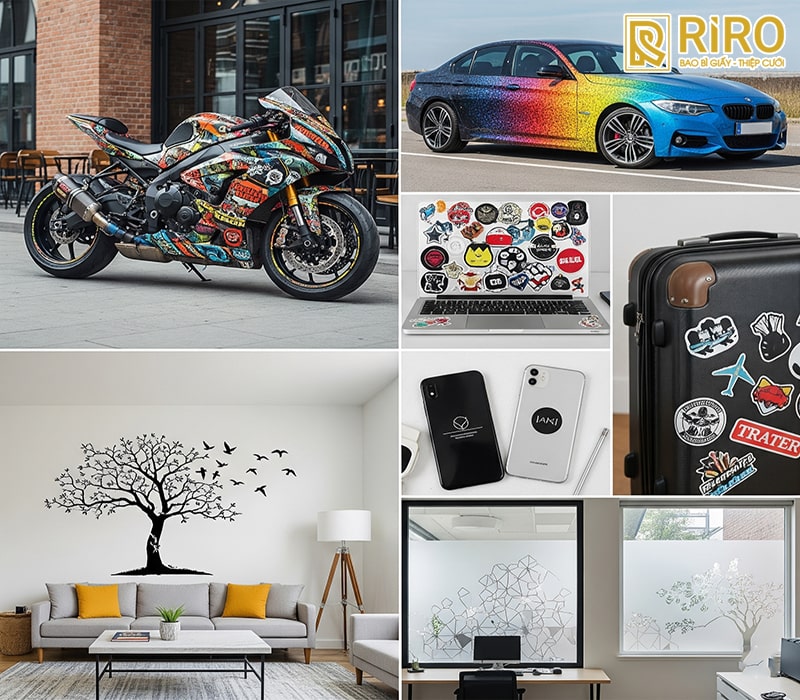 Decal được ứng dụng trong trang trí xe cộ, văn phòng, thiết bị, đồ dùng