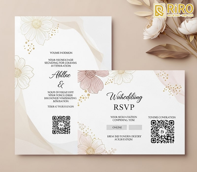 Mẫu thiệp có mã QR xác nhận tham dự (RSVP)